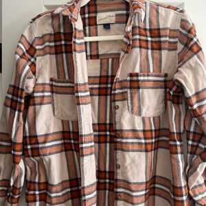 Universal Thread Orange and Cream Plaid Shirt